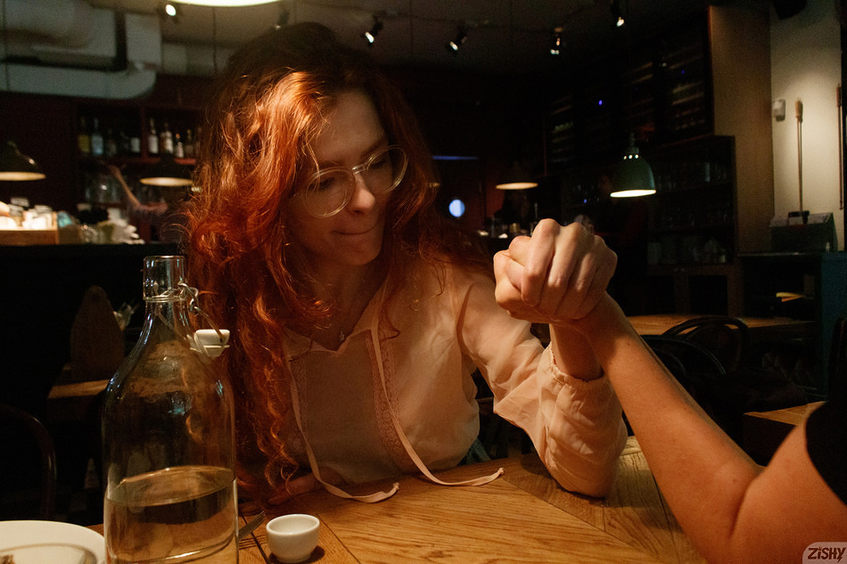Kari Pitinova Arm Wrestles Wife - 1